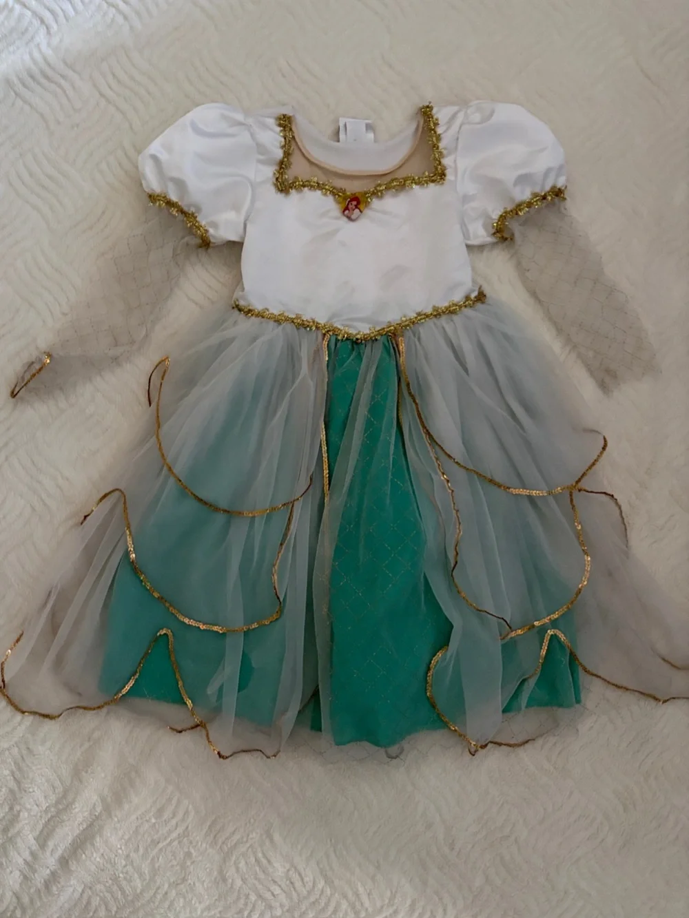 Little Mermaid White and Teal Princess Dress Kids Costume